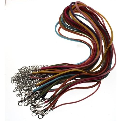 20pcs/lot Width 3mm, Suede Leather Cord String Necklace Chain with Lobster Clasp for DIY Jewelry Making Findings Z571