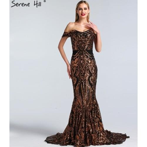 Black Sexy African Sequined Sleeveless Mermaid Prom Dresses 2021 Luxury Sexy Prom Gowns Serene Hill LA60935