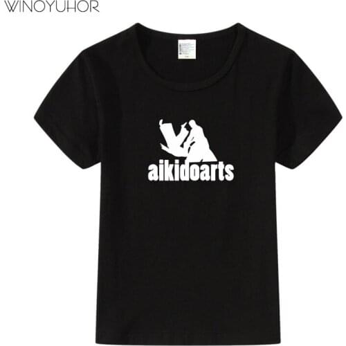 Girls Boys Summer Short Sleeve T-shirt Children Print Japan Aikido Arts T Shirt Kids Casual O-neck Clothes High Quality