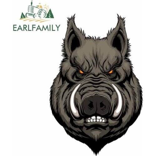 EARLFAMILY 13cm x 9cm For Angry Boar Head DIY Motorcycle Stickers Windows Decor Decal Air Conditioner Laptop Scratch-Proof