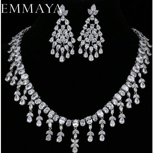 EMMAYA Femme Bijoux AAA CZ Earrings Necklace Jewelry Sets for Women Wedding Party Fashion Jewellery Accessory