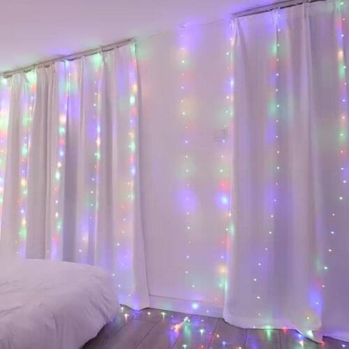 Garland Curtain for Room New Years Wedding Christmas Lights Decorations Curtains For Home Festoon Led Light Decor Fairy Lights