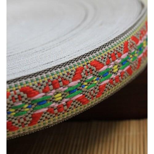 Good quality Colorful 10yard/lot 2.5CM Ethnic national polyester woven jacquard ribbon trim lace DIY handmade clothing materials