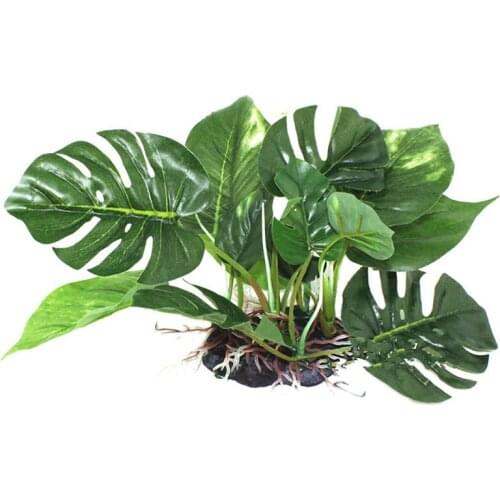 Artificial Green Leaves Fake Plastic Plants Plastic Aquarium Ornament Fish Tank Decor