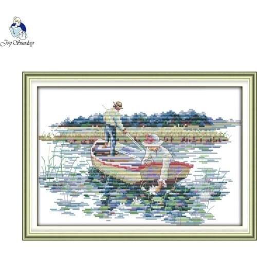 Joysunday Picking lotus Pattern,Counted Printed on Fabric DMC 14CT 11CT Cross Stitch kits, Embroidery Needlework NKF Home Decor