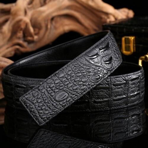 New 3.8CM crocodile leather belt, smooth buckle belt, headless belt, belt