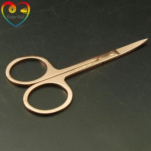 Easy Nail 2pcs Rose gold Nail Scissor Manicure For Nails Eyebrow Nose Eyelash Cuticle Scissors Curved makeup scissors