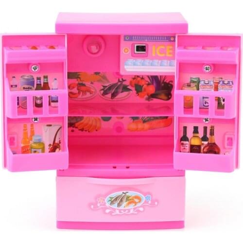 Mini Pink Refrigerator Fridge Kids Children Role Play Toy Mini Indoor Game Playing House Toy Educational Home Appliance Toy