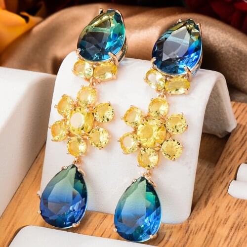 Trendy Luxury Gorgeous Austrian crystal Drop Earrings For Women Bridal Wedding Girl Daily Party Fine Hot Jewelry High Quality