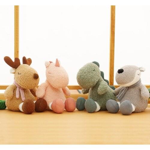 Cartoon Animal Decoration Plush Dinosaur wolf unicorn Elk Toy Childrens Doll Plush Toy