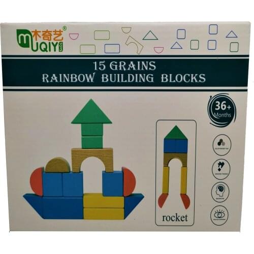MUQIY TOYS Wooden Color Block Educational Jigsaw Puzzle Toy, 15 Pieces, Grasping Ability, Color Training, Improves Imagination