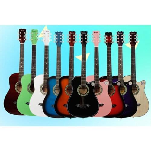 Folk Basswood Veneer Guitar 38 Inch Home-Schooling 10 Colours to Choose
