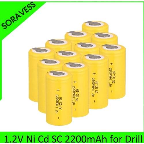 SORAVESS Lowest price 2-10 PCS SC battery 1.2v batteries rechargeable 2200mAh nicd battery for power tools akkumulator