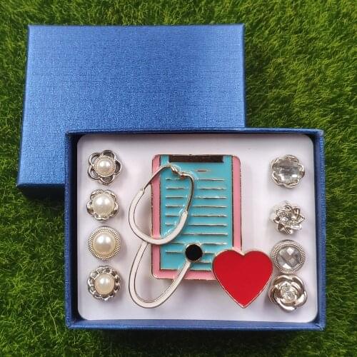 New Enamel Medical Record Book Brooch Pins Pearl Twinkling Breastpin Nurses Day Birthday Hospital Nurse Prize Gift DF141-144