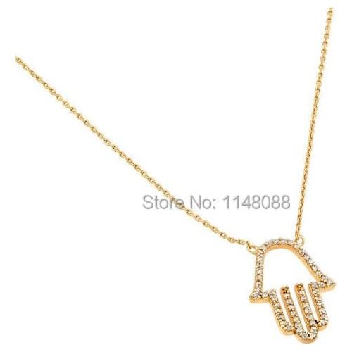 Newest CZ Hamsa Hand Necklace,Lucky Hand pendant,Hand of Fatima,Health Symbol,Peace Symbol,Good Lucky Jewelry