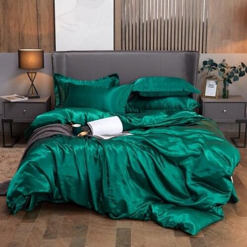 Kuup 2021New Luxury Solid Color Bed Sheets Smooth Bedding Set Soft Duvet Cover Set Queen King Size Fitted Sheet For Home Textile