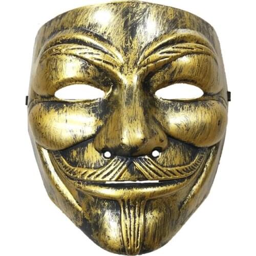 New Custom V for Vendetta Mask Halloween Silver Bronze Guy Fawkes Gold Mask Masquerade Funny Cosplay Costume Supplies Smile Mask