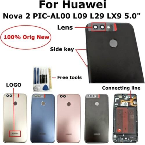 Shyueda 100% Orig New 5" For Huawei Nova 2 PIC-AL00 L09 L29 LX9 Rear Back Door Housing Battery Cover With lens and Side Key