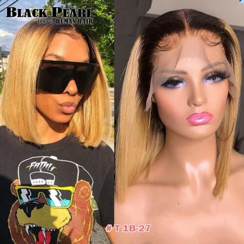 Black Pearl Bob Wig1b/30 Ombre Lace Front Human Hair Wigs For Black Women Straight Full End Malaysian Remy Hair Wigs Middle Part