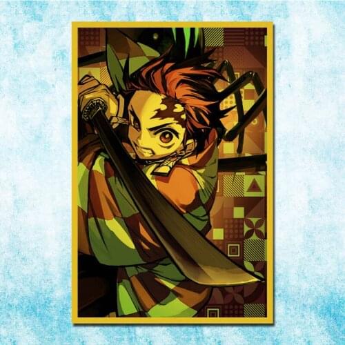 Demon Slayer Anime Tanjirou Zenitsu Nezuko Poster Art Silk Canvas Retro Print For Home Room Decor Decoration-047