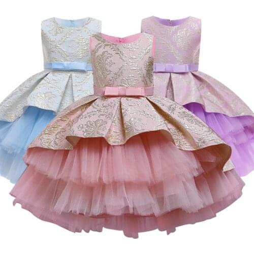 Baby girl dress skirt retro jacquard dress pettiskirt bow princess dress catwalk dress wedding birthday Christmas party dress