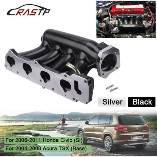 RASTP-Black Or Sliver Aluminum Intake Manifold K24A2 K20Z3 for Honda Civic 06-11 Acura TSX 04-08 Black/Silver RS-CR1825
