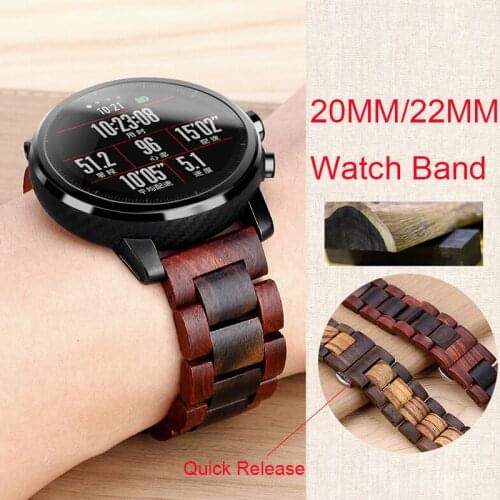 Wood Wrist Strap For Xiaomi Huami Amazfit GTR 47MM Stratos 3/2/2S Smart Watch Band Replace Straps For Amazfit Bip/Bip S U GTS 2