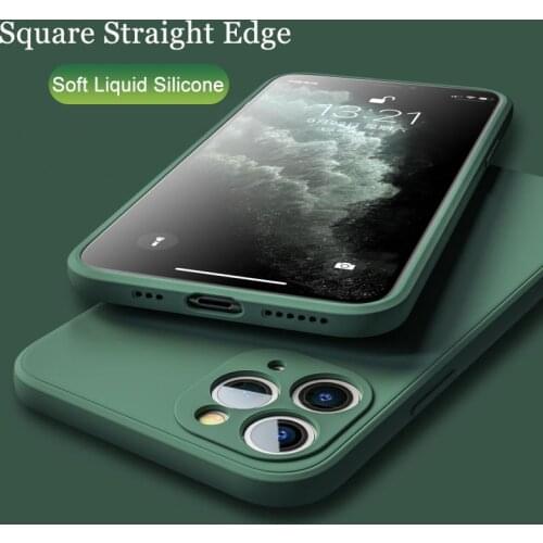 Luxury Square Phone Case For iPhone 11 Pro Max X XS XR 7 8 6 6S Plus SE 2 2020 Original Soft Liquid Silicone Protective Cover