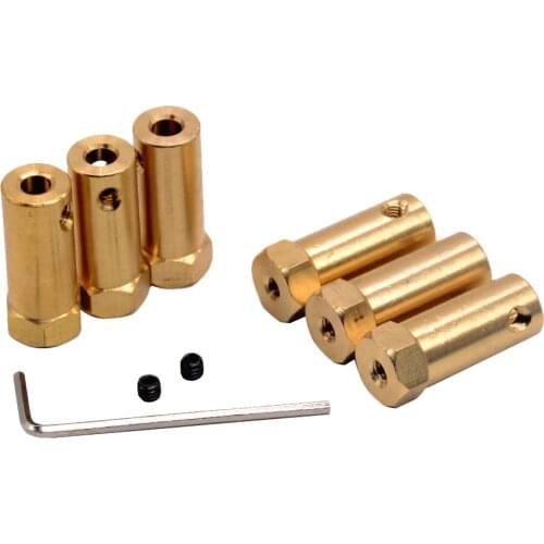 10pc Hexagonal Brass Coupling length 30mm Hex Connector Robot Accessories Shaft 3mm 4mm 5mm 6mm 7mm 8mmYellow Copper Screw Wheel