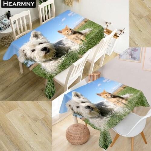 Dog And Cat Tablecloth Waterproof Oxford Fabric Square/Rectangular Tablecloth For Wedding Table Cloth Cover TV Covers