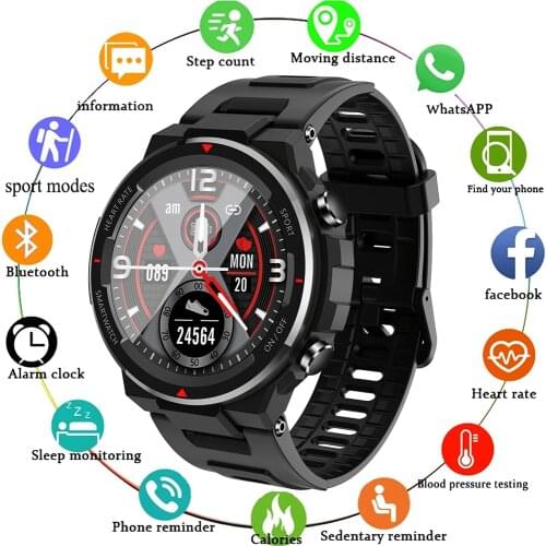 Outdoor Health Sport Smart Watch Silicone Strap Fitness Tracker Watch IP67 Waterproof Bluetooth Touch Smartwatch Mens