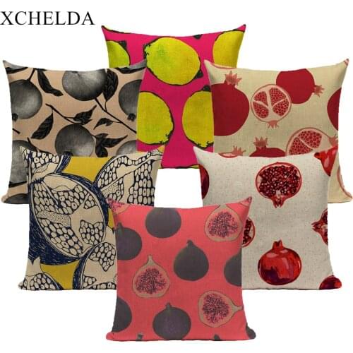 Modern Linen Throw Pillowcase Cushion Cover 45*45 40*40 Yellow Fruit Home Decor for Sofa Bed Pillow Cover Decorative Case