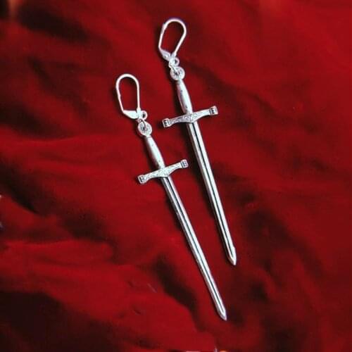 Medieval Worship Sword Earrings Witch or Pagan Alternative Goth Silver Plated Classic Women Fashion Gift Jewelry 2020 New Men