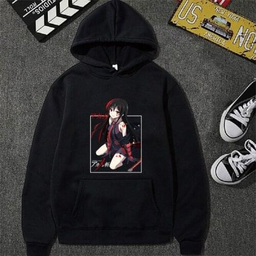 Anime Akame Ga KILL Hoodies Unisex Loose Long Sleeve Hoodies Cartoon Style Print Top