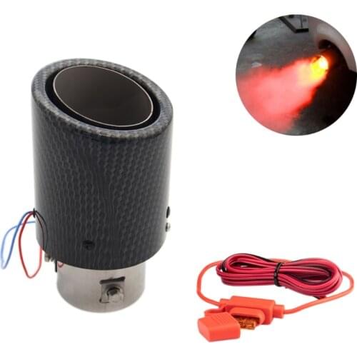 Universal Car LED Exhaust Pipe Modified Red/Blue Light Flaming Straight Single Outlet Tail Throat Modification F19A