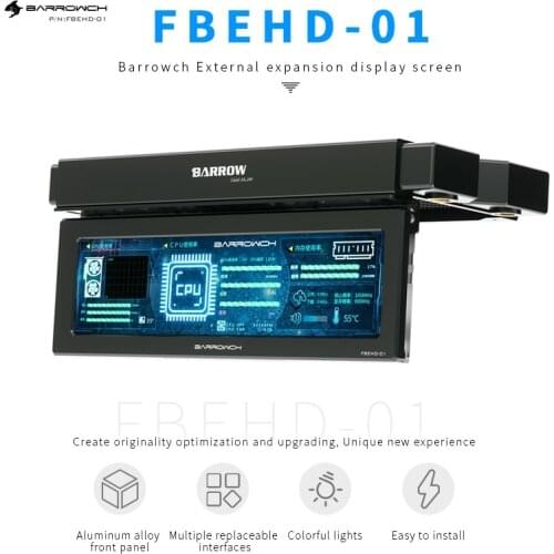 Barrowch external expansion display 8.8 inch high resolution LCD for observing real time status of PC CPU hardware ARGB FBEHD-01