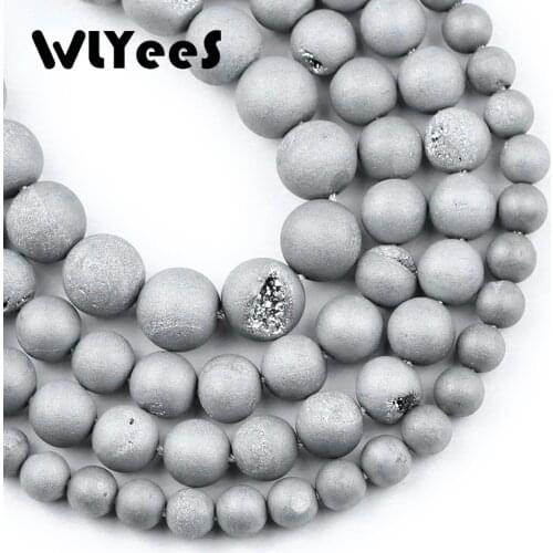 WLYeeS 6-10mm Plating Dull Polish Silver gap Carnelian Beads Onyx Round Loose Beads Natural Stone Beads for DIY Jewelry Making