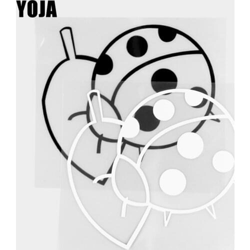 YOJA 14.3×12.9CM Leaf Ladybird Cartoon Animals Vinyl Decal Car Stickers Black/Silver 19C-0390