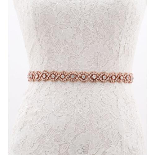 Rhinestone Bridal Belt Wedding With Crystal Diamante Wedding Dress Accessories Sash Belt Rose Gold For Bridal Accessories