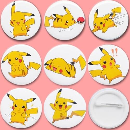 Pokemon Pikachu Badge Cartoons TAKARA TOMY Anime Toy Collection Decoration Action Figures Pocket Monsters Kids Toys Gift Random