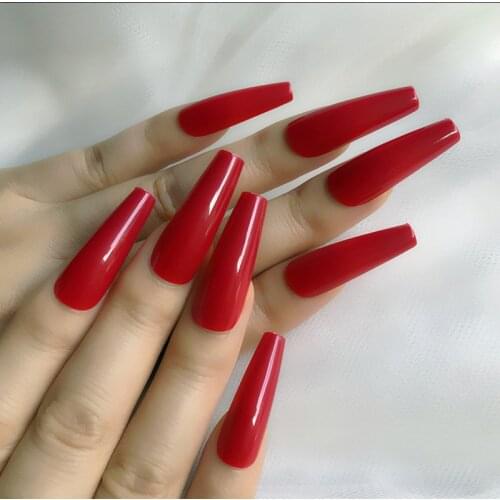 100pcs/box Coffin Ballerina Nail Tips Long Stiletto False Nails Tips Professional Full Cover DIY Acrylic Fake Nails