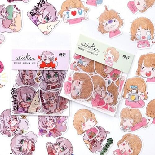 15packs/lot Cartoon Cute Girl Series Sticker Lovely Pocket DIY Decorative Stickers Scrapbooking DIY Gift Product Sealing Label