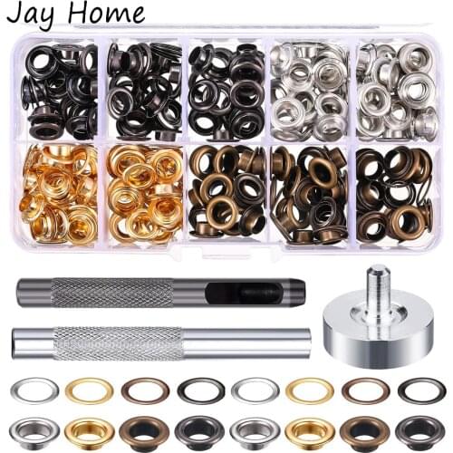 150sets Grommet Eyelets Kit Tool 5mm Fabric Grommet Kit Eyelets Kit with Installation Tools for Clothes Bag Leather Crafts DIY