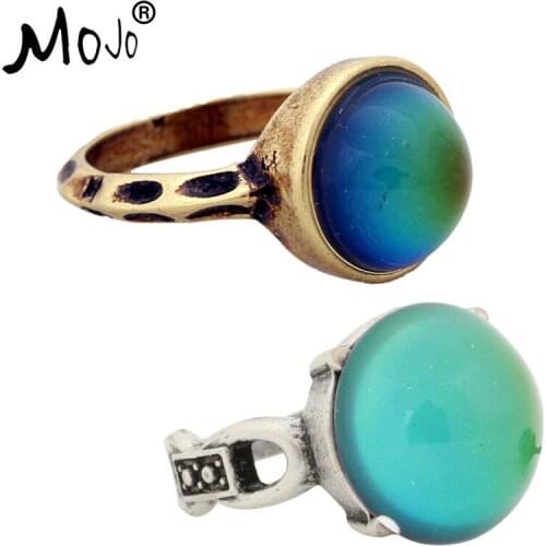 2PCS Vintage Bohemia Retro Color Change Mood Ring Emotion Feeling Changeable Ring Temperature Control Ring for Women RG002-041