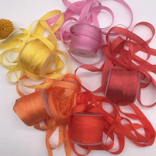 7mm, 10yards/color,silk set,100% real pure silk thin normal silk ribbons for embroidery and handcraft project,gift packing