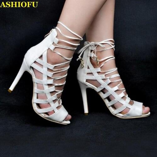 ASHIOFU Handmade Womens High Heel Sandals Ankle Strap Peep-toe Party Summer Shoes Stiletto Evening Fashion Sandals Shoes XD002