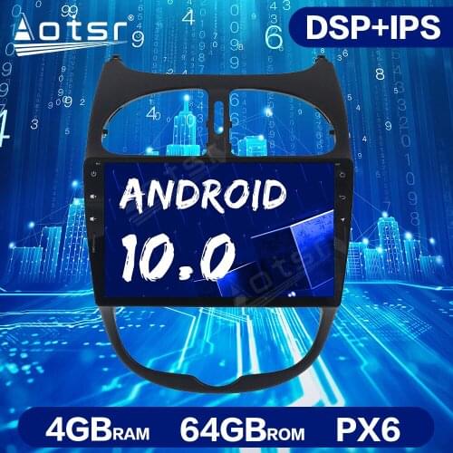 Android 10.0 4GB+64GB DSP Auto GPS Navigation Audio For Peugeot 206 2000-2016 Car Multimedia Playe Auto Stereo Head Unit Radio