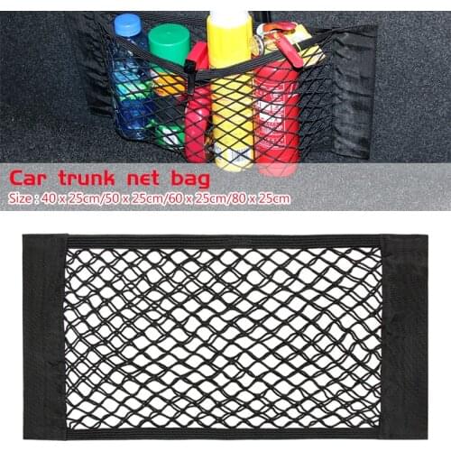 Auto Organizer Seat Back Bag Car Back Rear Mesh Trunk Seat Elastic String Net Magic Sticker Universal Storage Bag Pocket Cage