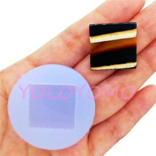 B368YL 21.5mm Square Earrings Silicone Mold for Resin Jewelry Necklace Pendant Making Fondant Decoration Chocolate DIY