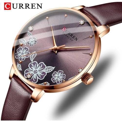 CURREN Top Brand Luxury Ladies Watches Casual Leather Clock Ultra thin Waterproof Quartz Watch Women Fashion Bracelet Wristwatch